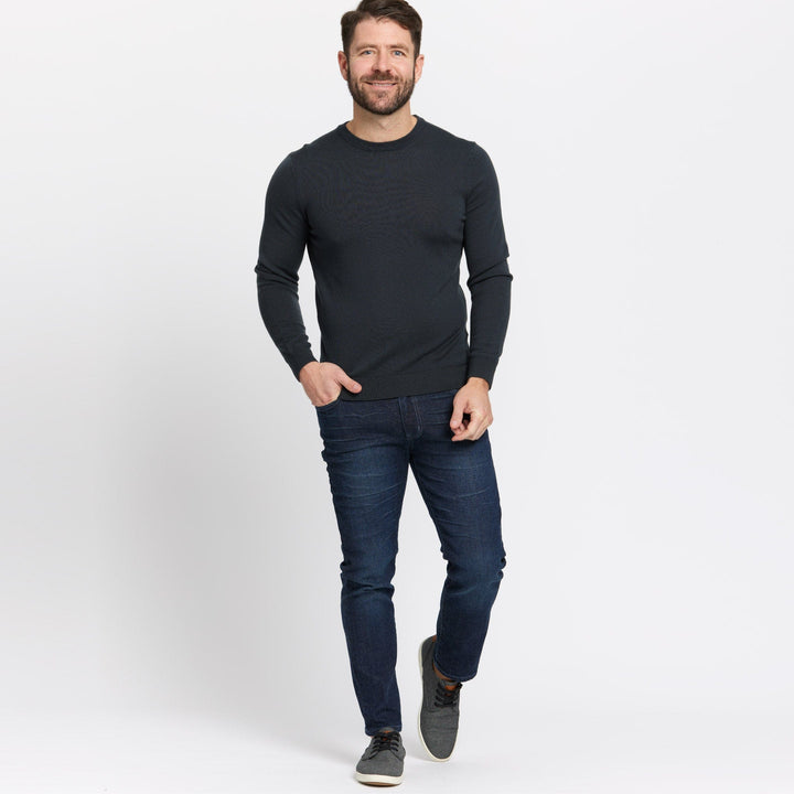 Buy Charcoal Merino Crew-Neck Sweater for Short Men | Ash & Erie   Merino Wool Sweater