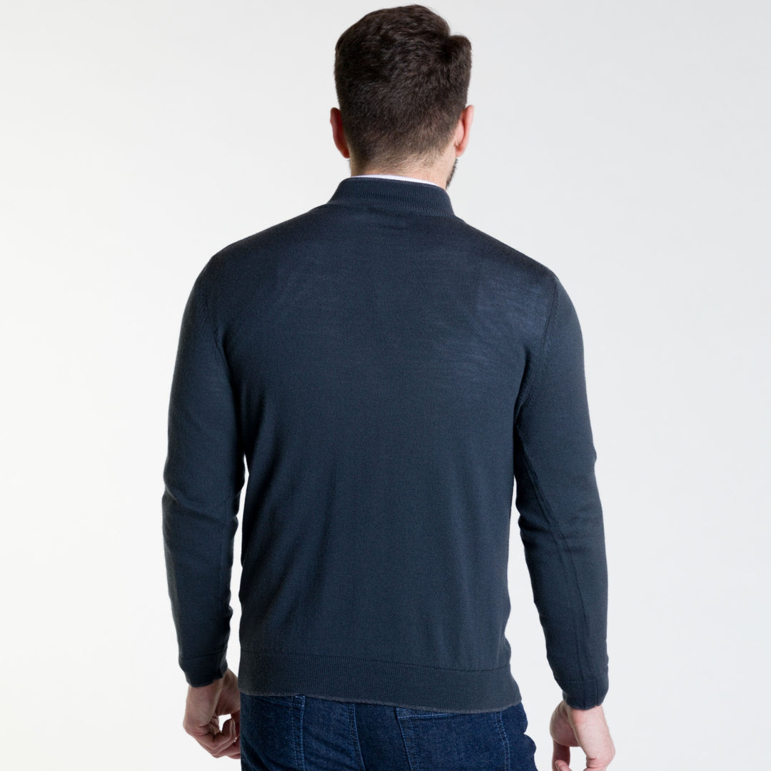 Ash & Erie Charcoal Merino Quarter-Zip Sweater for Short Men   Merino Wool Sweater