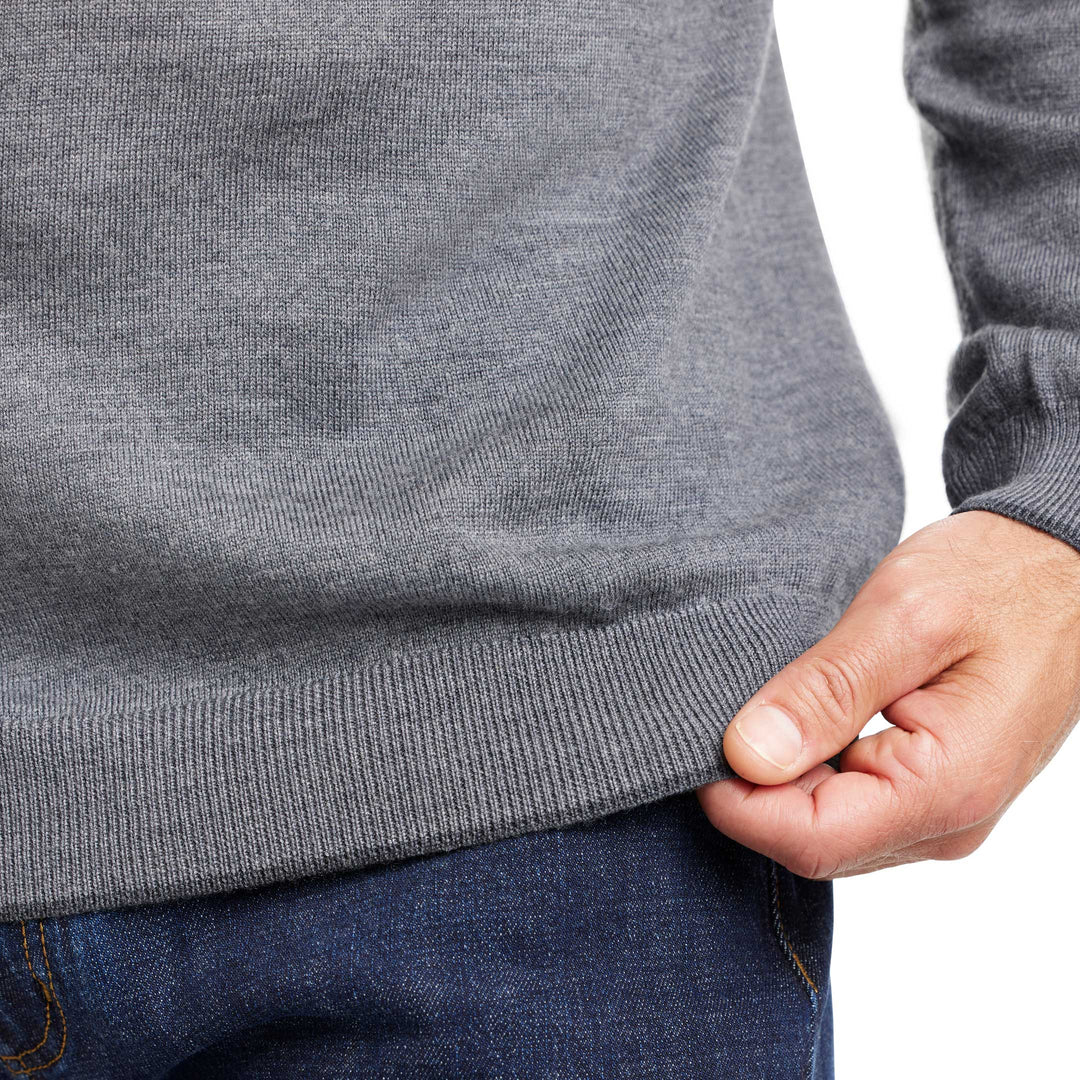 Ash & Erie Heather Grey Merino Quarter-Zip Sweater for Short Men   Merino Wool Sweater
