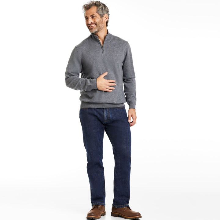 Ash & Erie Heather Grey Merino Quarter-Zip Sweater for Short Men   Merino Wool Sweater