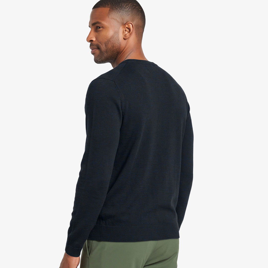 Buy Navy Merino Crew-Neck Sweater for Short Men | Ash & Erie   Merino Wool Sweater