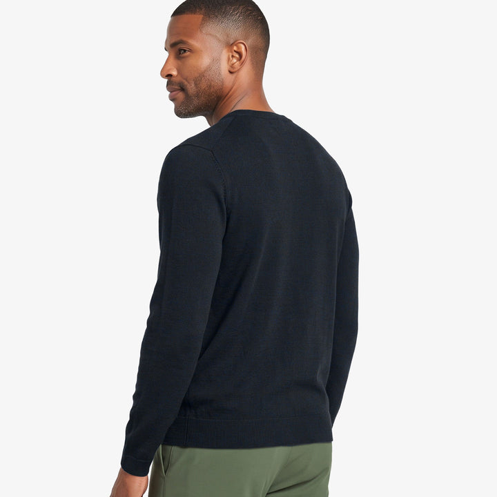 Buy Navy Merino Crew-Neck Sweater for Short Men | Ash & Erie   Merino Wool Sweater