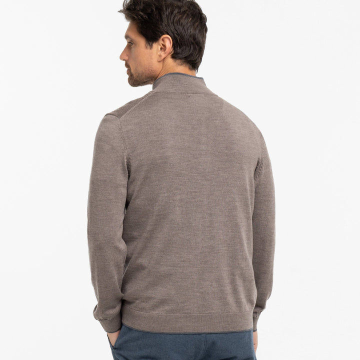 Ash & Erie Taupe Merino Quarter-Zip Sweater for Short Men   Merino Wool Sweater