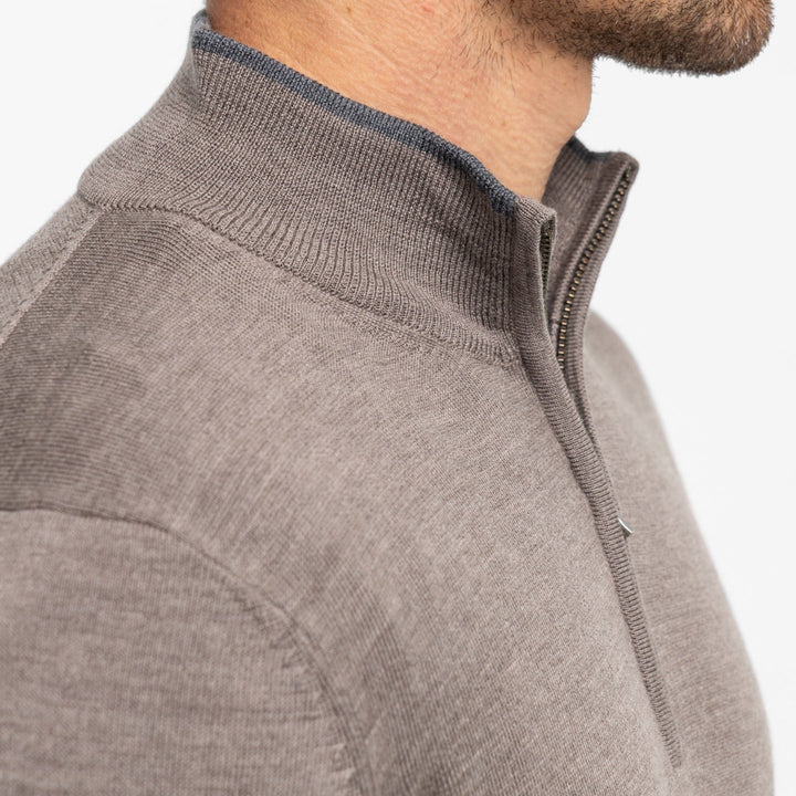 Ash & Erie Taupe Merino Quarter-Zip Sweater for Short Men   Merino Wool Sweater