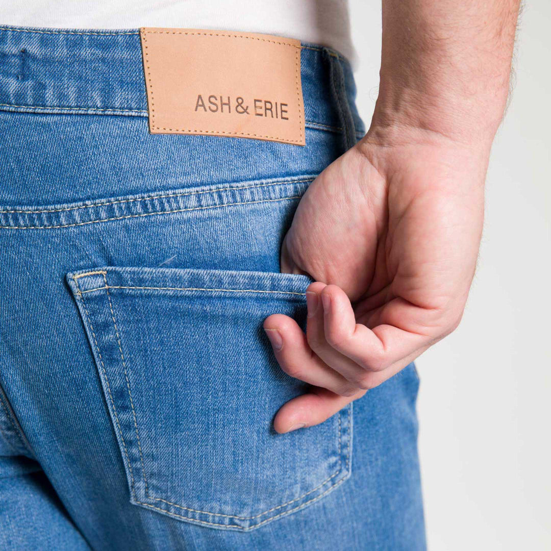 Ash & Erie Blue Wash Midtown Jeans for Short Men   Midtown Jeans