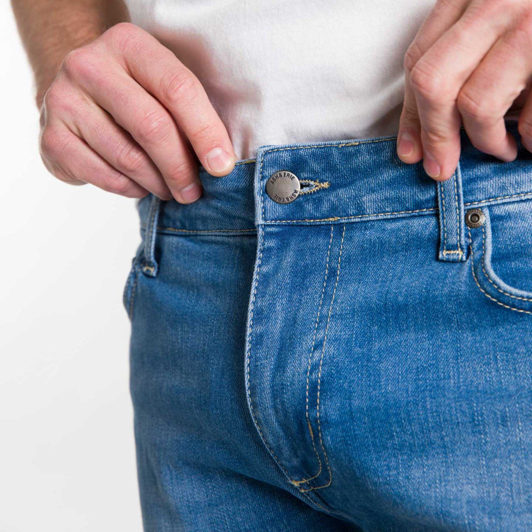 Ash & Erie Blue Wash Midtown Jeans for Short Men   Midtown Jeans