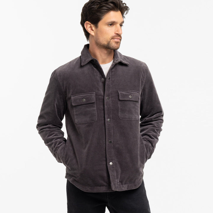Ash & Erie Grey Corduroy Shirt Jacket for Short Men   Overshirt