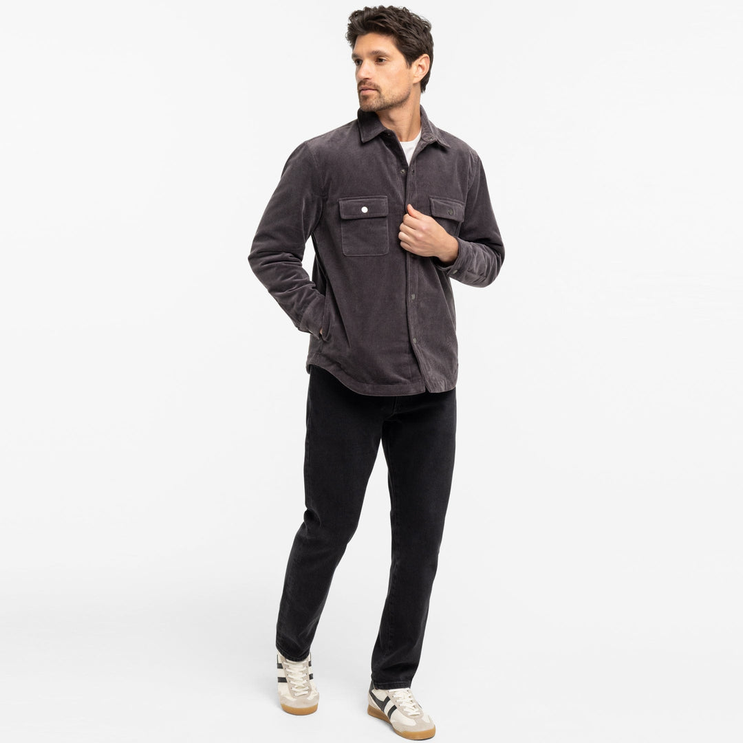 Ash & Erie Grey Corduroy Shirt Jacket for Short Men   Overshirt