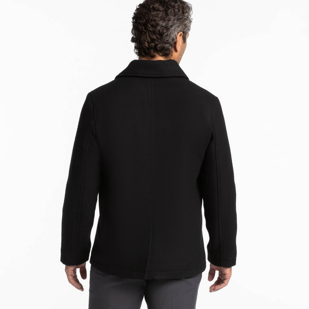 Ash & Erie Black Double-Breasted Peacoat for Short Men   Peacoat