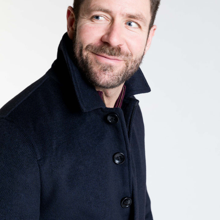 Ash & Erie Navy Herringbone Peacoat for Short Men   Peacoat