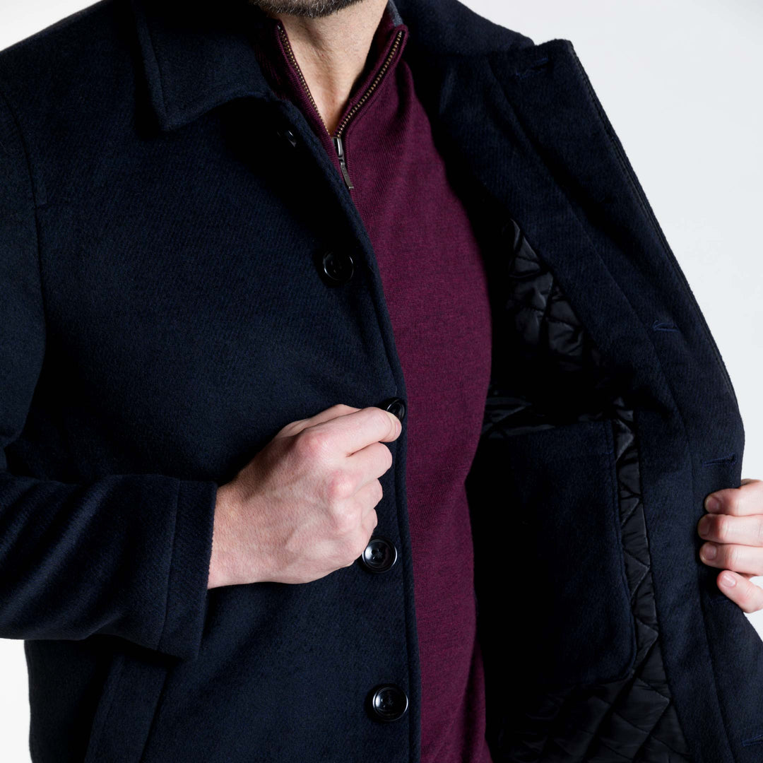 Ash & Erie Navy Herringbone Peacoat for Short Men   Peacoat