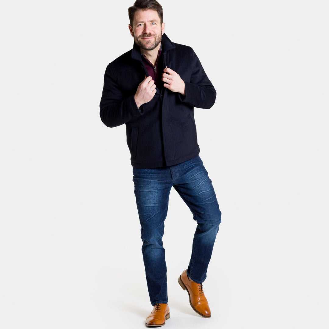 Ash & Erie Navy Herringbone Peacoat for Short Men   Peacoat