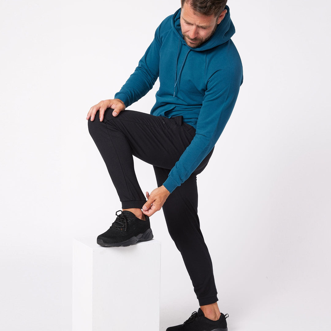 Ash & Erie Black French Terry Jogger for Short Men   Roam Jogger