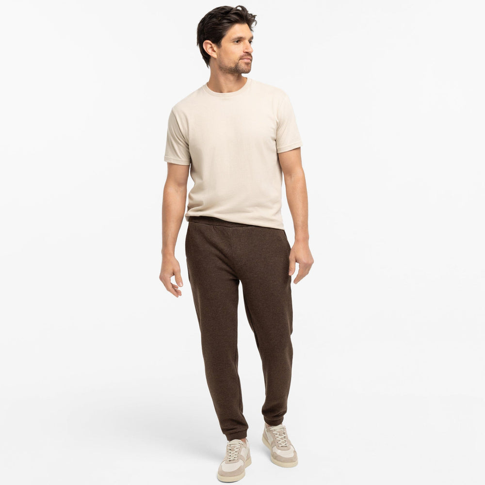 Ash & Erie Heather Brown French Terry Jogger for Short Men   Roam Jogger