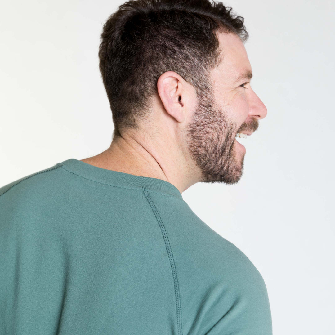 Ash & Erie Dark Sage French Terry Sweatshirt for Short Men   Roam Sweatshirt