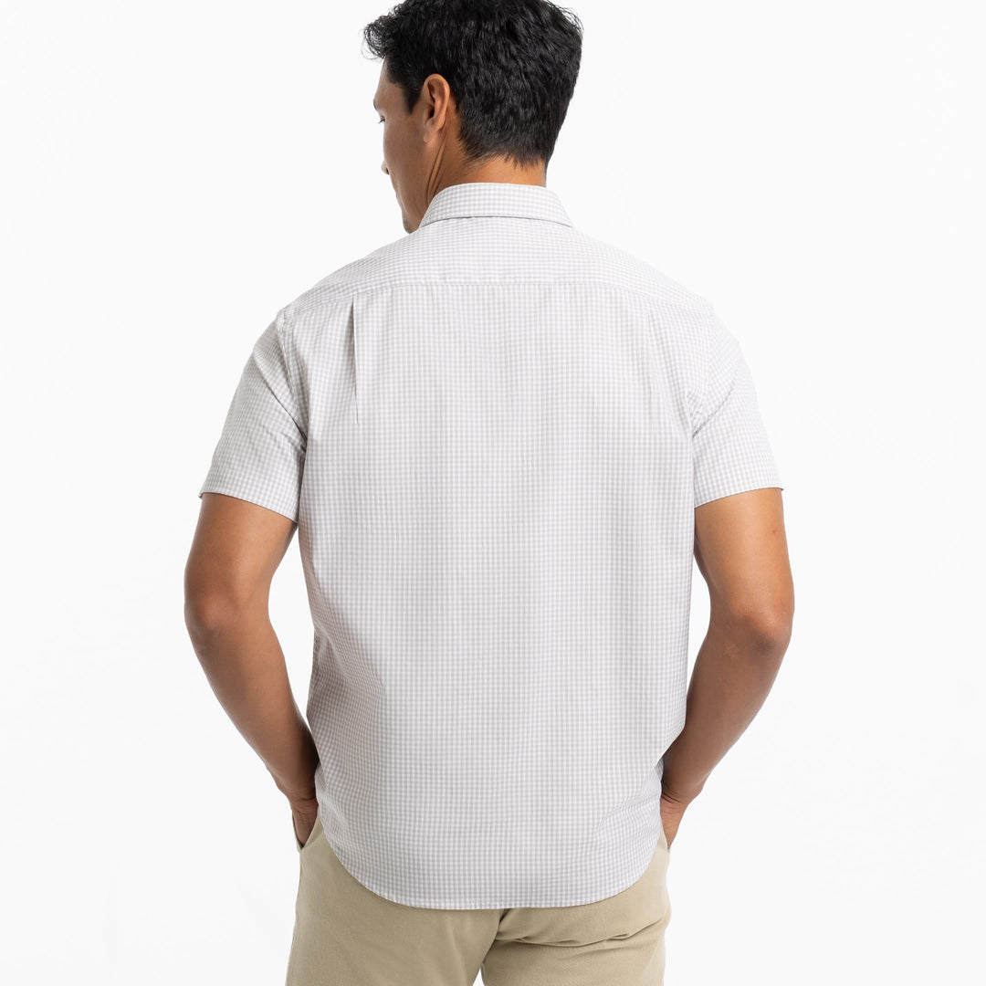 Ash & Erie Grey Gingham Wrinkle Free Short Sleeve Shirt for Short Men   Short Sleeve Everyday Shirts
