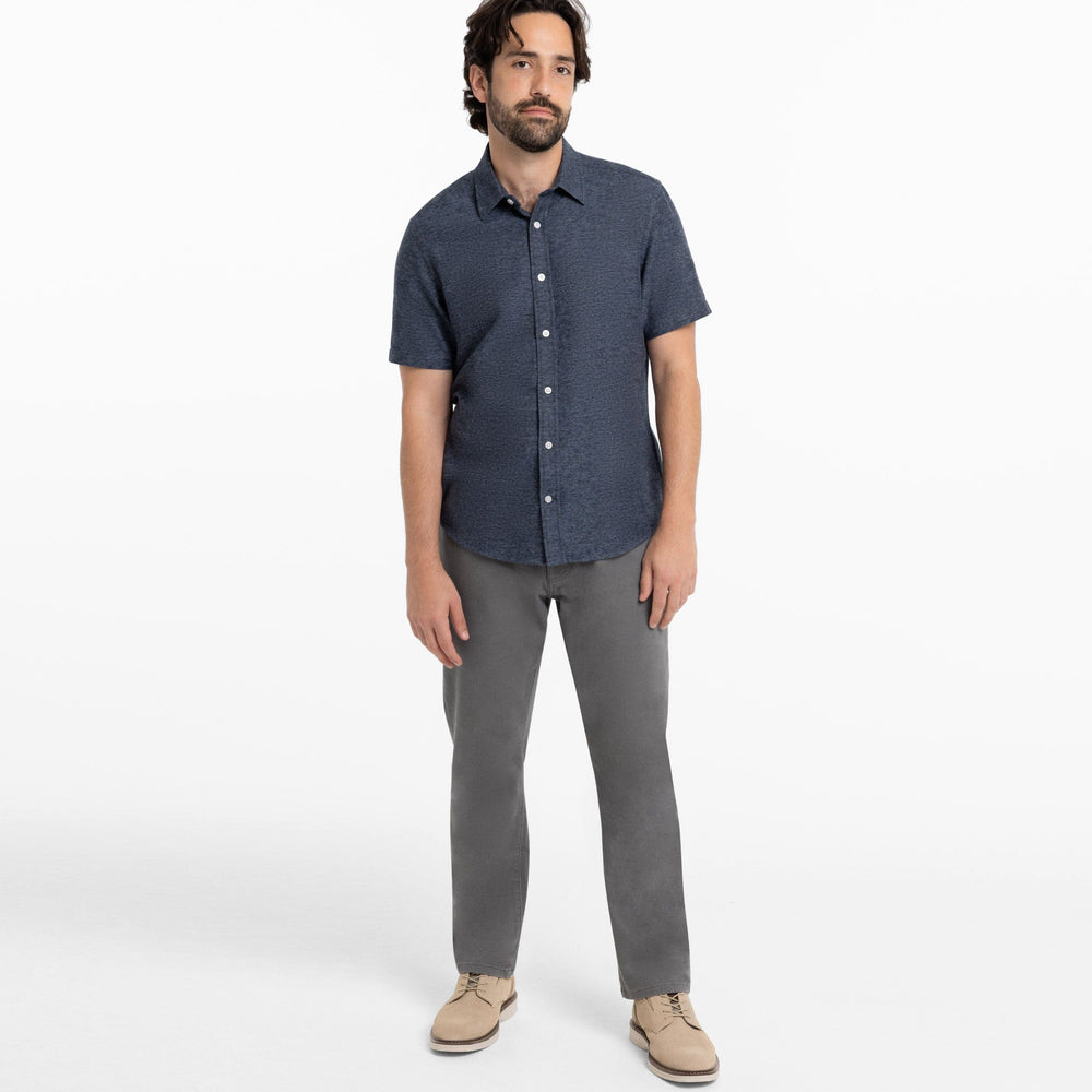 Ash & Erie Heather Indigo Brushed Short Sleeve Shirt for Short Men   Short Sleeve Everyday Shirts