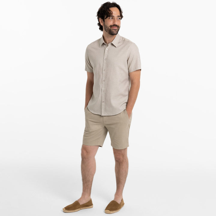 Ash & Erie Heather Oat Short Sleeve Shirt for Short Men   Short Sleeve Everyday Shirts