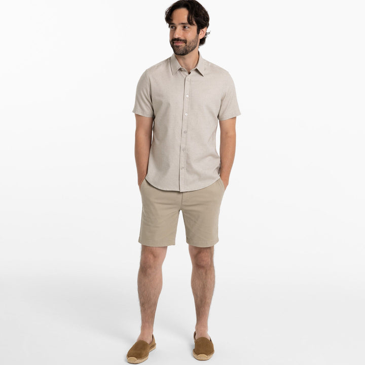 Ash & Erie Heather Oat Short Sleeve Shirt for Short Men   Short Sleeve Everyday Shirts