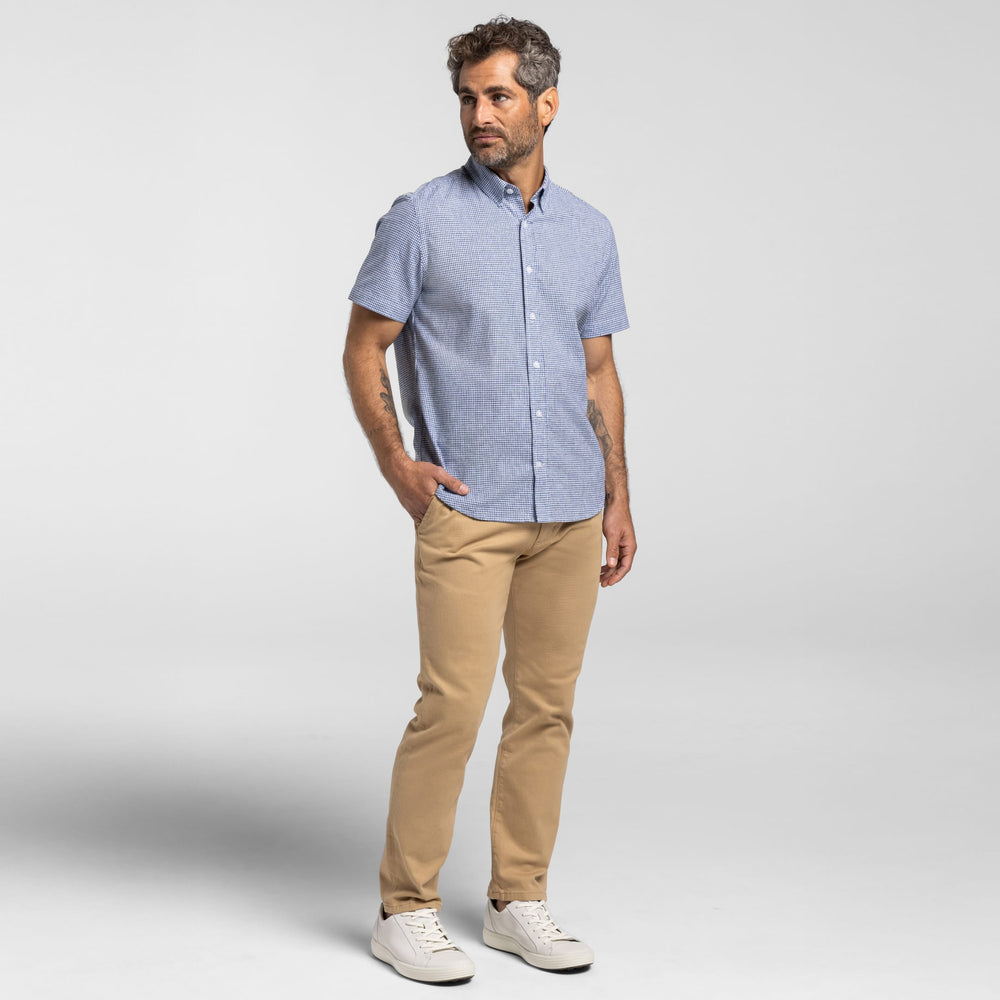 Ash & Erie Irving Blue Check Everyday Short Sleeve Shirt for Short Men   Short Sleeve Everyday Shirts