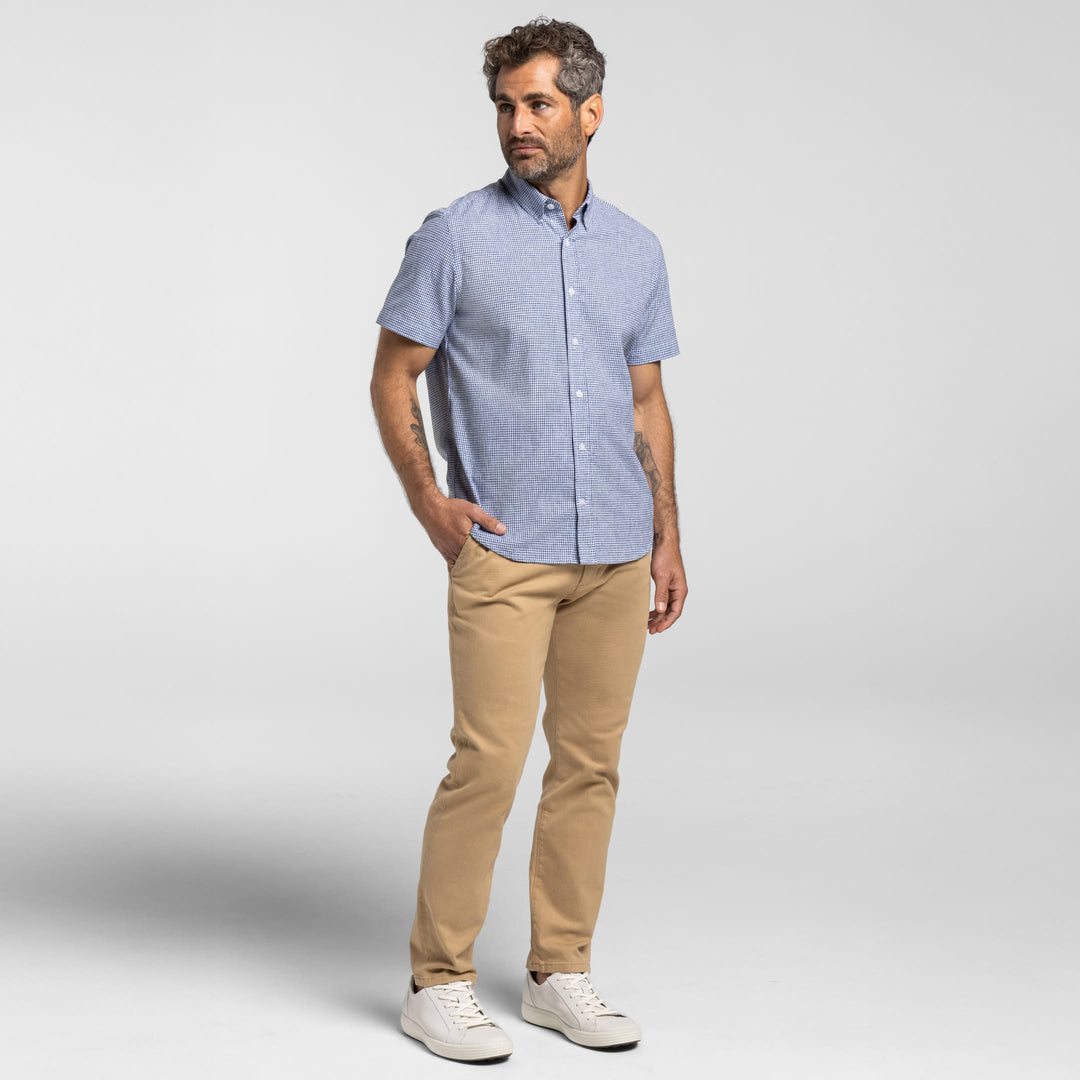 Ash & Erie Irving Blue Check Everyday Short Sleeve Shirt for Short Men   Short Sleeve Everyday Shirts