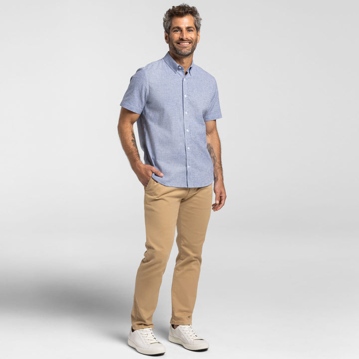 Ash & Erie Irving Blue Check Everyday Short Sleeve Shirt for Short Men   Short Sleeve Everyday Shirts