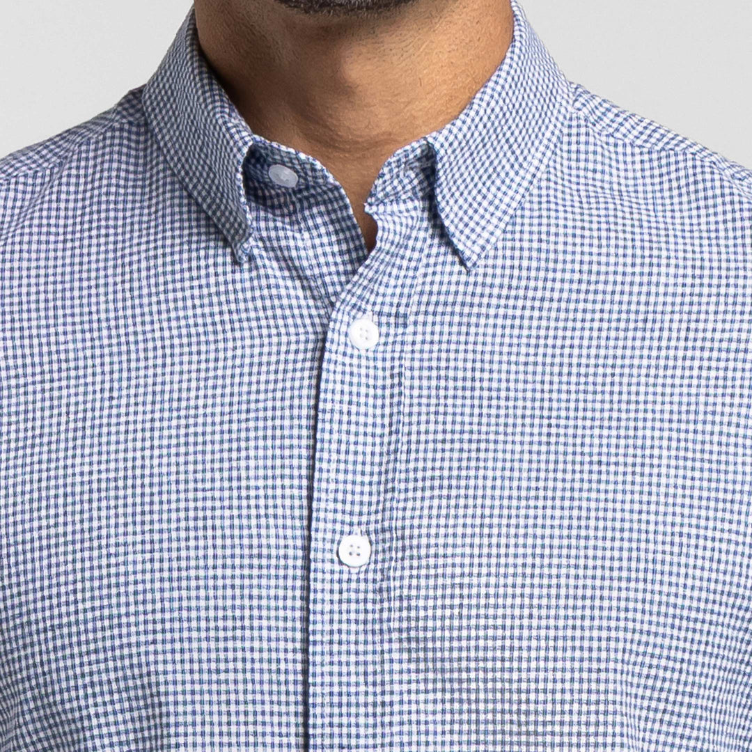 Ash & Erie Irving Blue Check Everyday Short Sleeve Shirt for Short Men   Short Sleeve Everyday Shirts