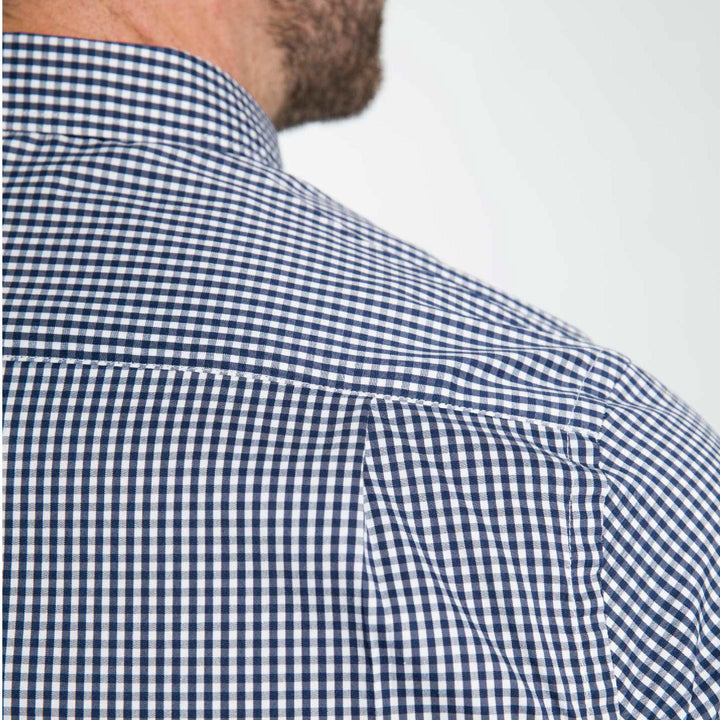 Ash & Erie Navy Gingham Wrinkle Free Short Sleeve Shirt for Short Men   Short Sleeve Everyday Shirts