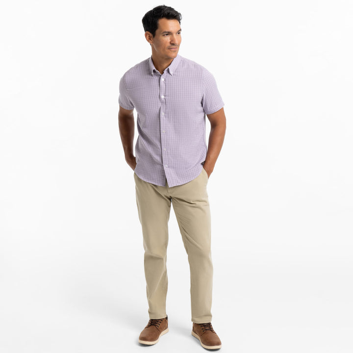 Ash & Erie Thistle Tattersall Wrinkle Free Short Sleeve Shirt for Short Men   Short Sleeve Everyday Shirts