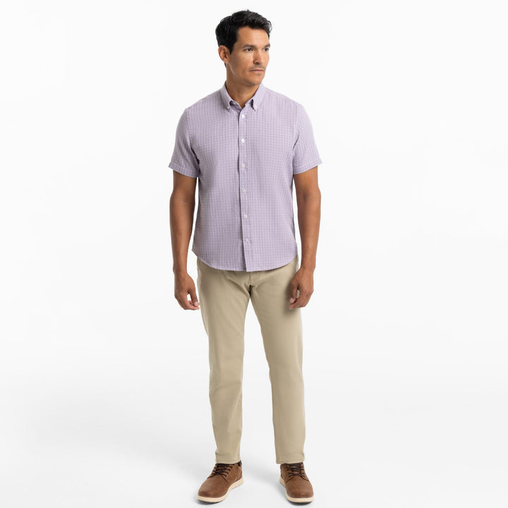 Ash & Erie Thistle Tattersall Wrinkle Free Short Sleeve Shirt for Short Men   Short Sleeve Everyday Shirts