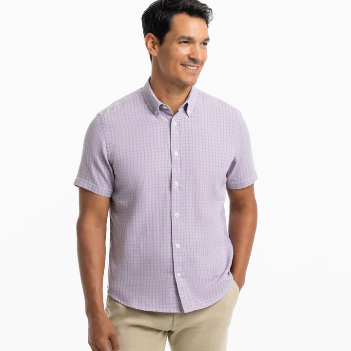 Ash & Erie Thistle Tattersall Wrinkle Free Short Sleeve Shirt for Short Men   Short Sleeve Everyday Shirts