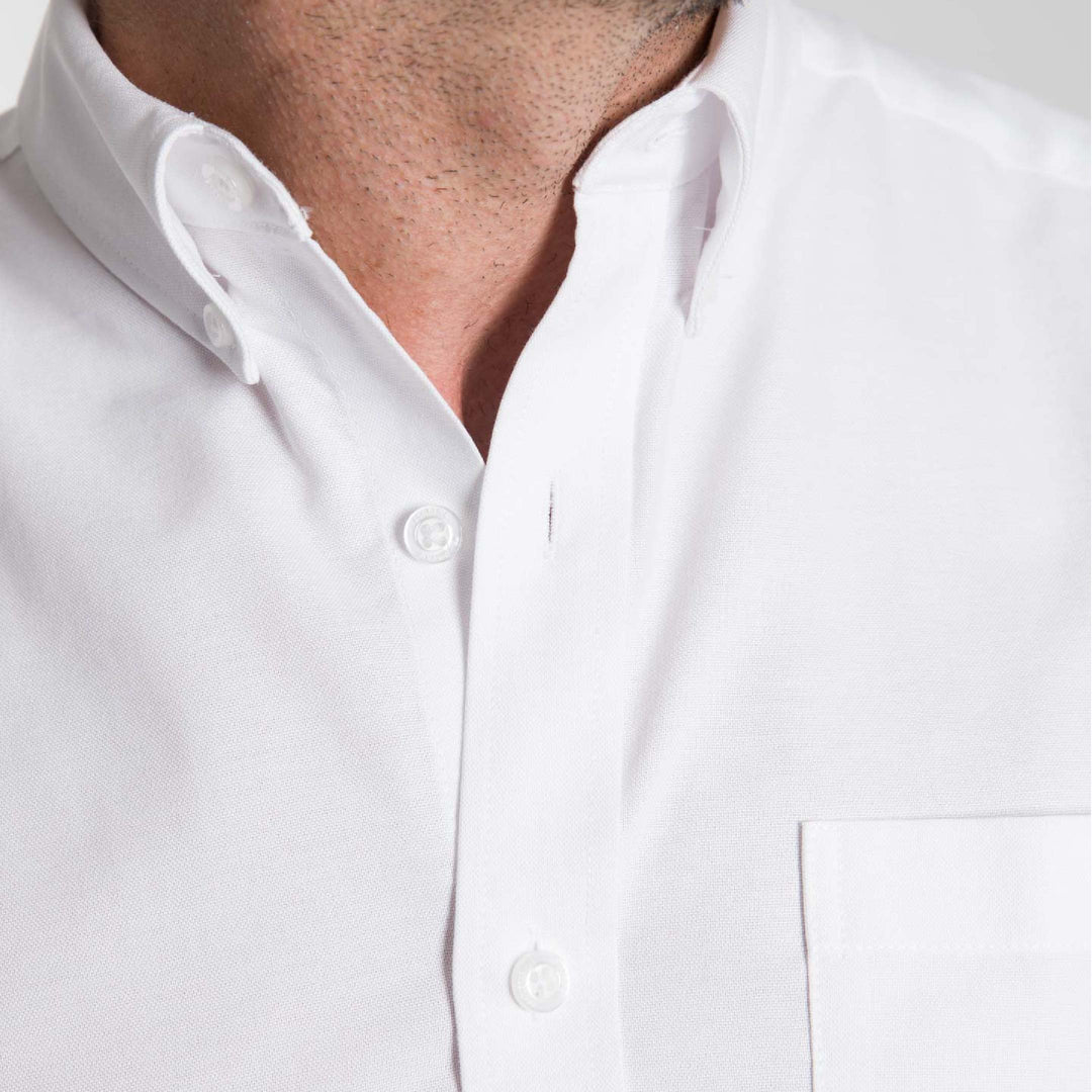 Ash & Erie White Oxford Wrinkle Free Short Sleeve Shirt for Short Men   Short Sleeve Everyday Shirts