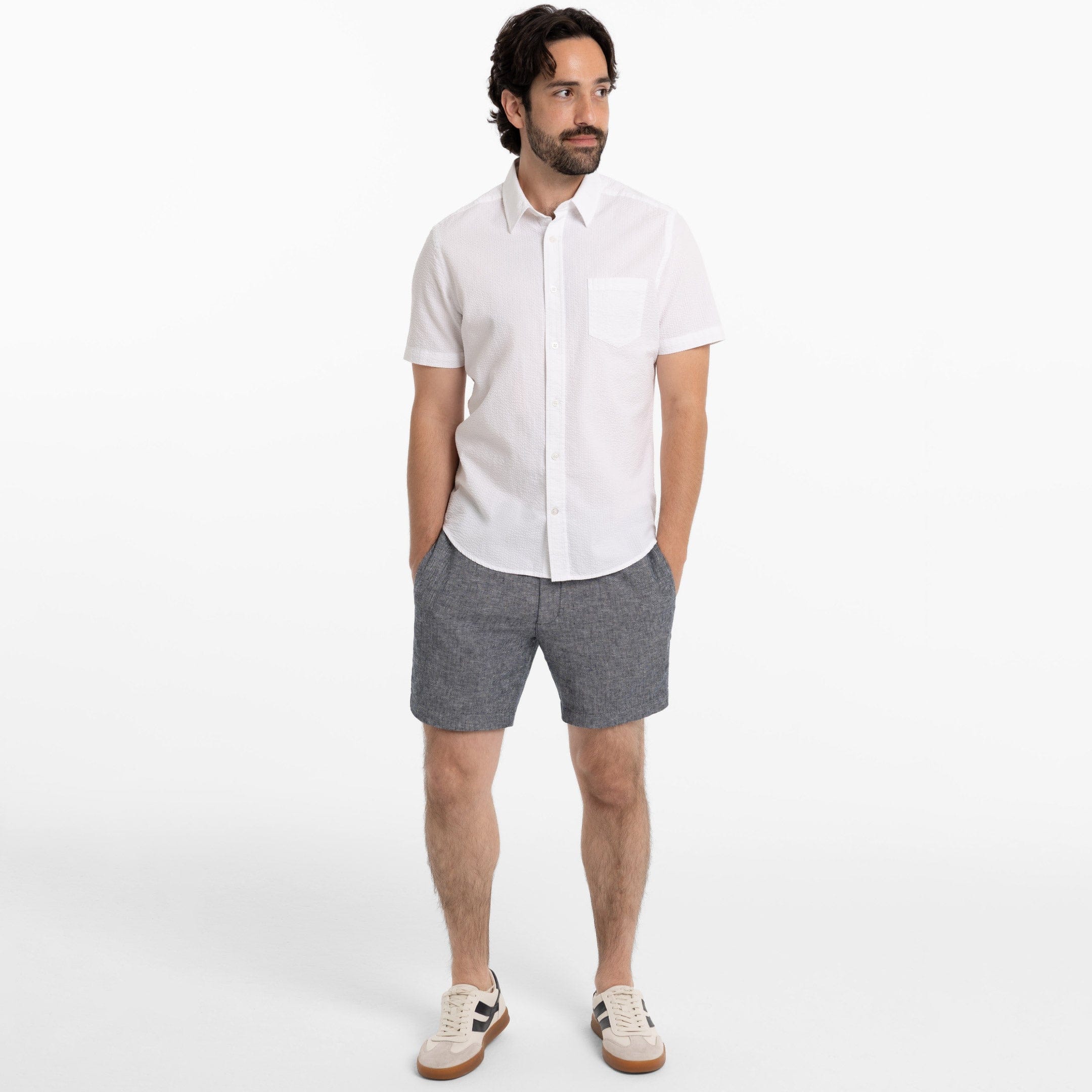 Ash & Erie White Seersucker Short Sleeve Shirt for Short Men   Short Sleeve Everyday Shirts