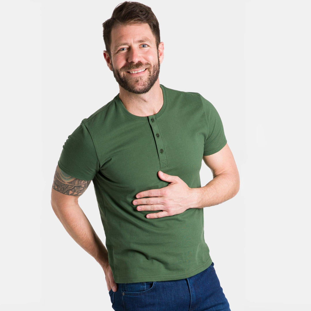 Ash & Erie Bright Green Short Sleeve Pima Cotton Henley for Short Men   Short Sleeve Henley
