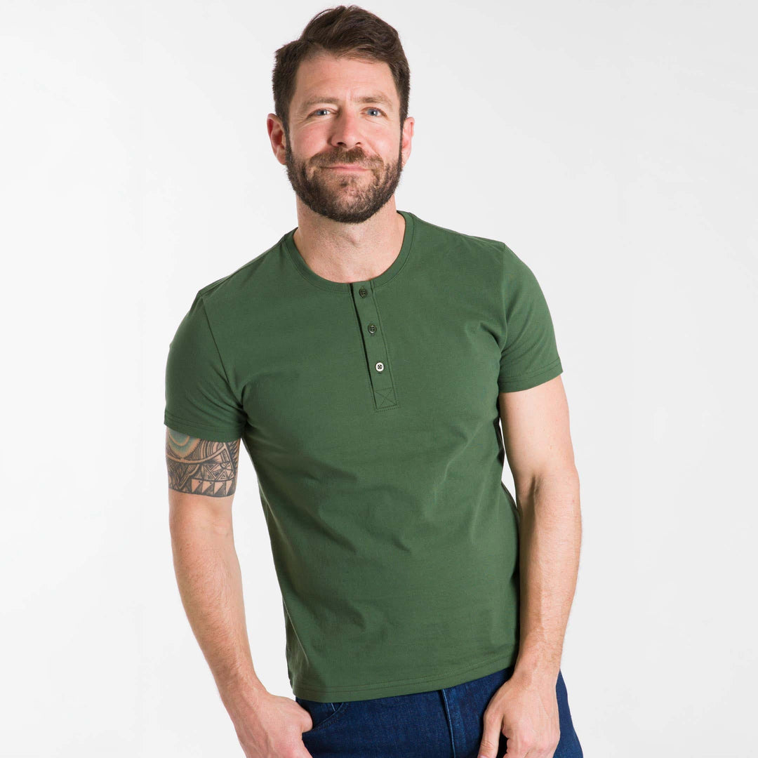 Ash & Erie Bright Green Short Sleeve Pima Cotton Henley for Short Men   Short Sleeve Henley