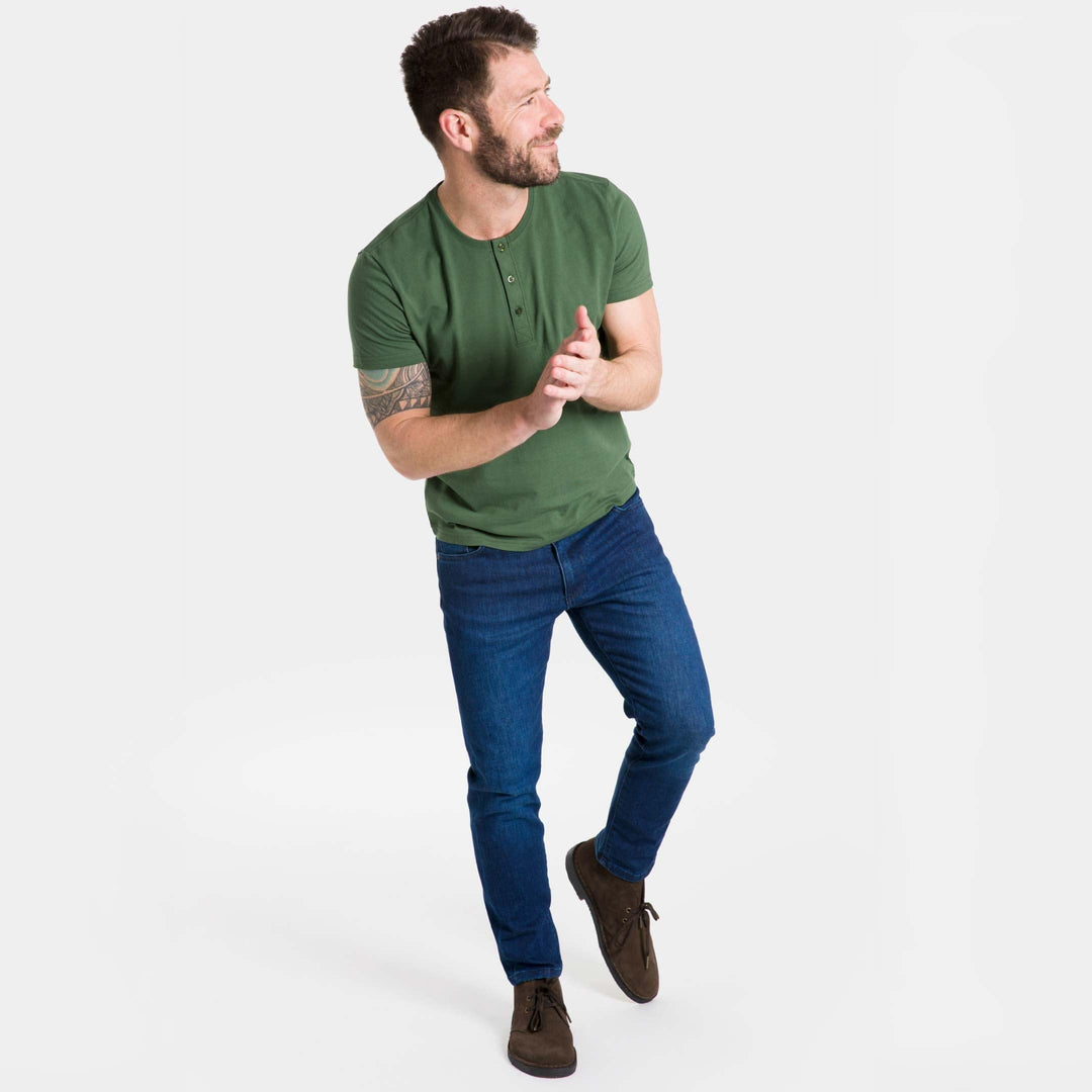 Ash & Erie Bright Green Short Sleeve Pima Cotton Henley for Short Men   Short Sleeve Henley