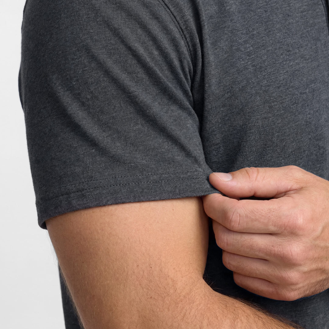 Ash & Erie Melange Grey Short Sleeve Henley for Short Men   Short Sleeve Henley