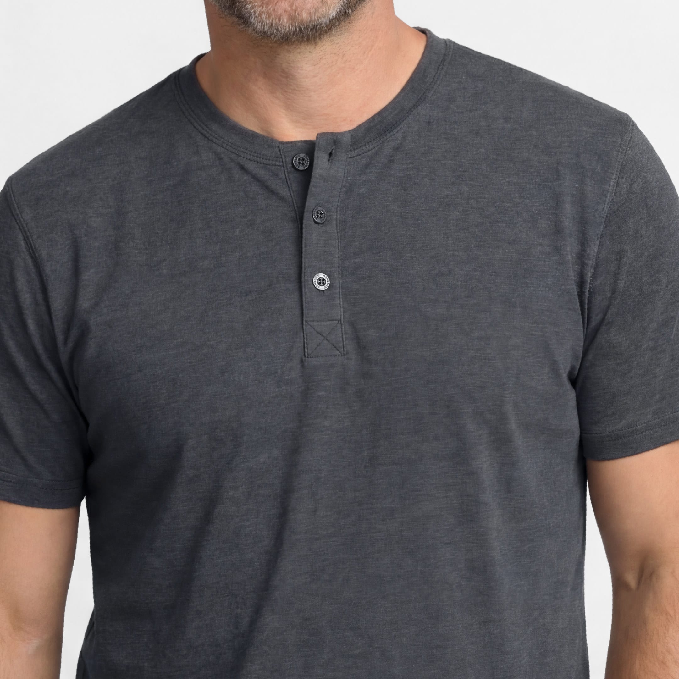 Ash & Erie Melange Grey Short Sleeve Henley for Short Men   Short Sleeve Henley