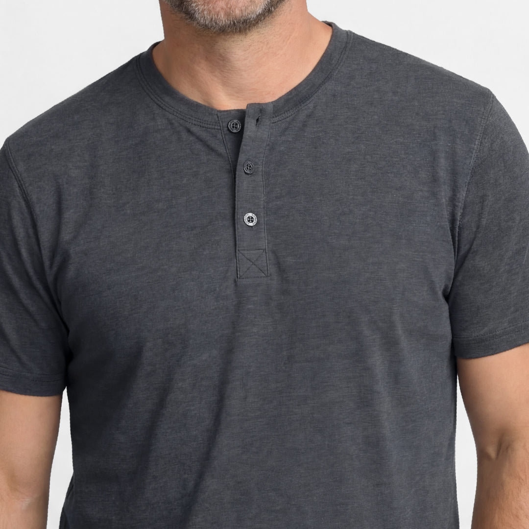 Ash & Erie Melange Grey Short Sleeve Henley for Short Men   Short Sleeve Henley