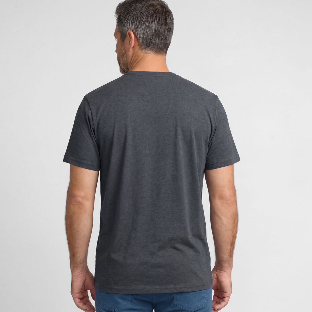 Ash & Erie Melange Grey Short Sleeve Henley for Short Men   Short Sleeve Henley