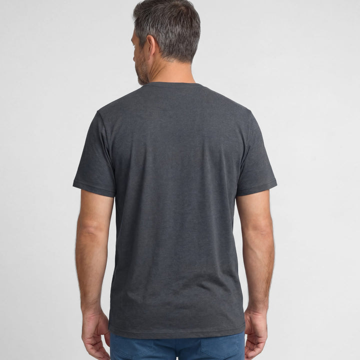 Ash & Erie Melange Grey Short Sleeve Henley for Short Men   Short Sleeve Henley