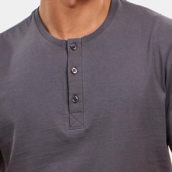 Ash & Erie Blue Short Sleeve Pima Cotton Henley for Short Men   Short Sleeve Henley