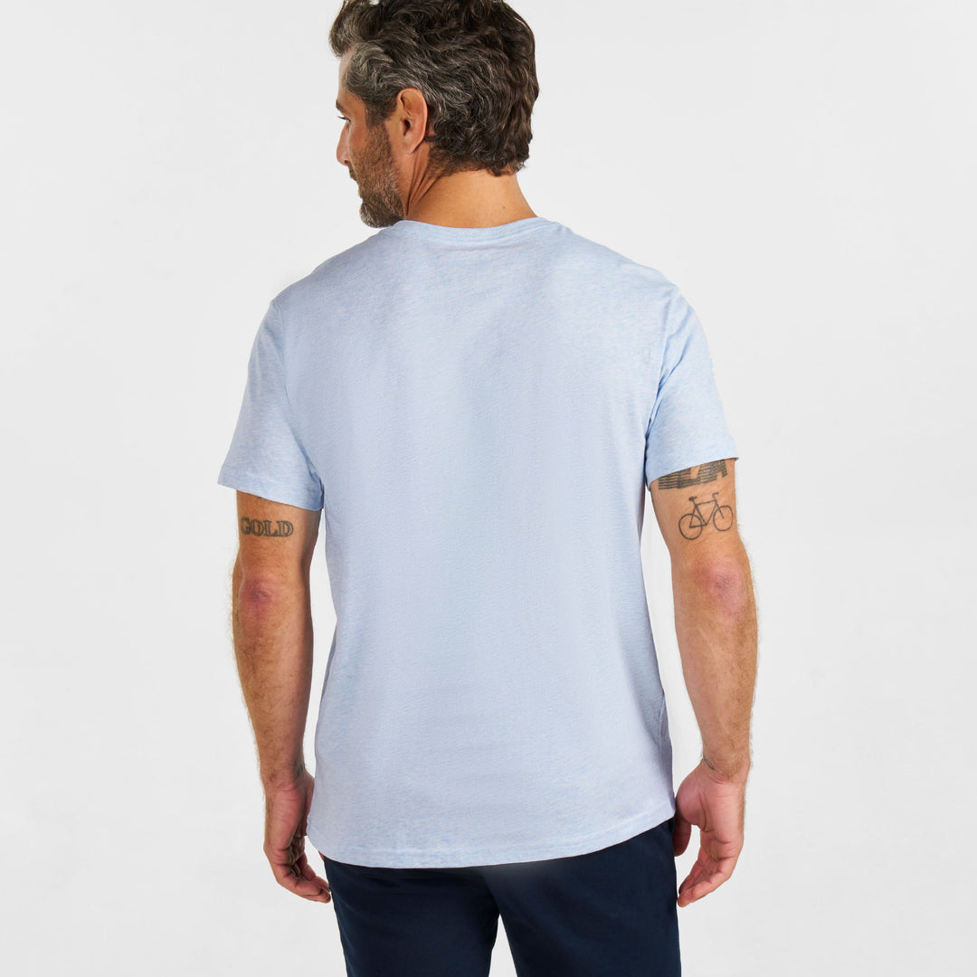 Ash & Erie Melange Light Blue Short Sleeve Henley for Short Men   Short Sleeve Henley
