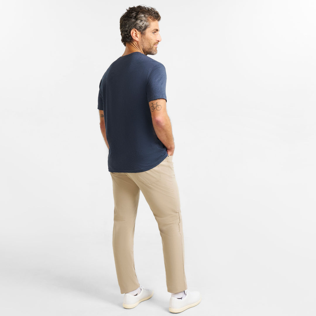 Ash & Erie Navy Melange Short Sleeve Henley for Short Men   Short Sleeve Henley