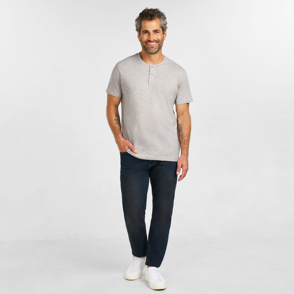 Ash & Erie Melange Pearl Short Sleeve Henley for Short Men   Short Sleeve Henley