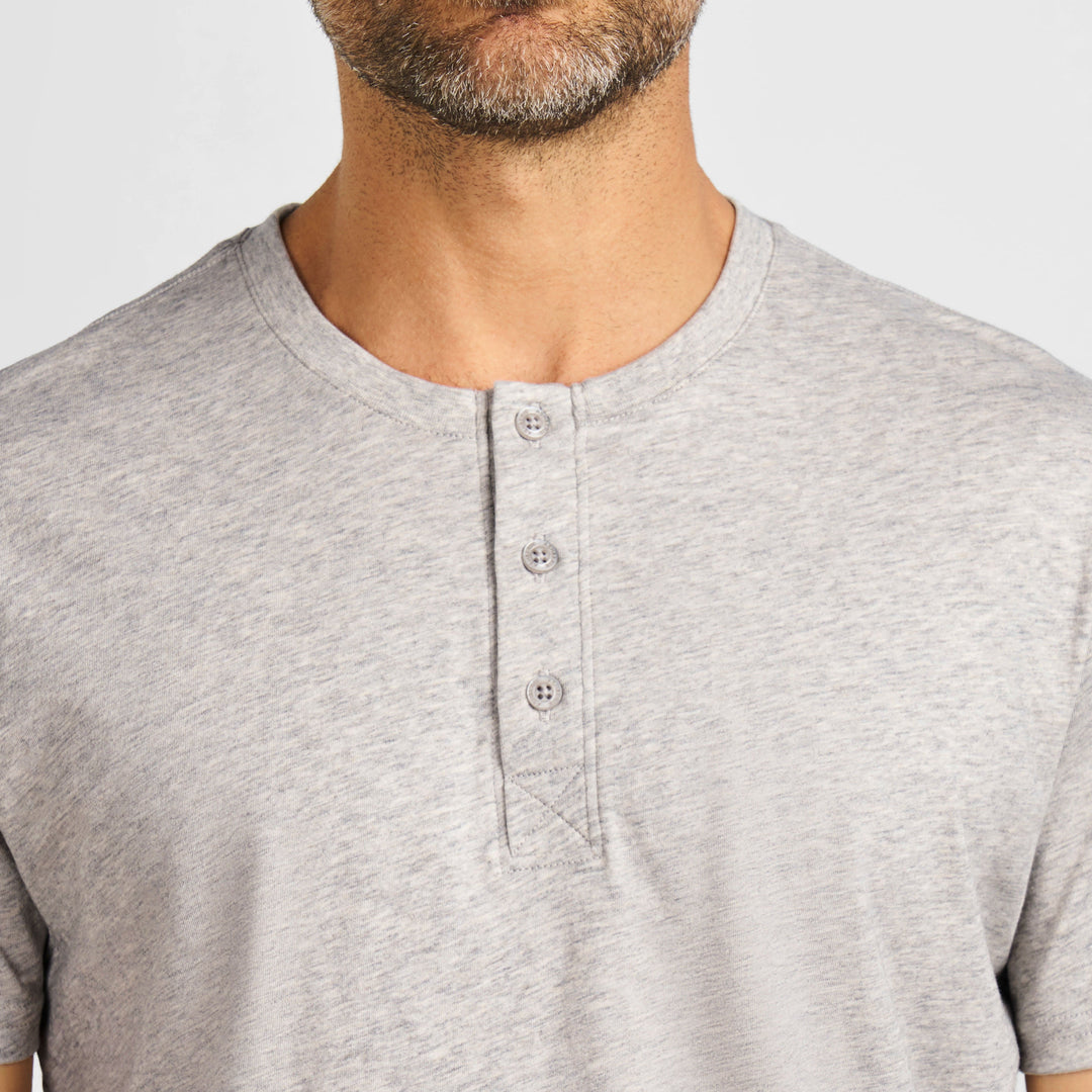Ash & Erie Melange Pearl Short Sleeve Henley for Short Men   Short Sleeve Henley