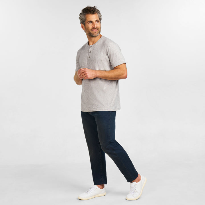 Ash & Erie Melange Pearl Short Sleeve Henley for Short Men   Short Sleeve Henley