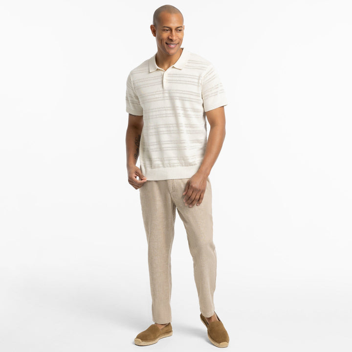 Ash & Erie Alabaster Stripes Knit Polo Shirt for Short Men   Short Sleeve Polo Shirt