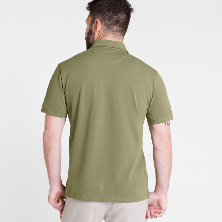 Ash & Erie Army Green Pique Polo Shirt for Short Men   Short Sleeve Polo Shirt
