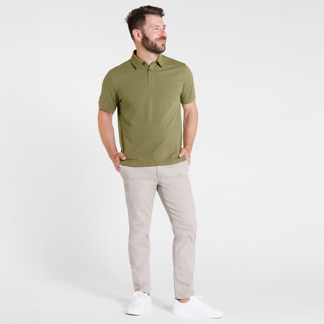 Ash & Erie Army Green Pique Polo Shirt for Short Men   Short Sleeve Polo Shirt